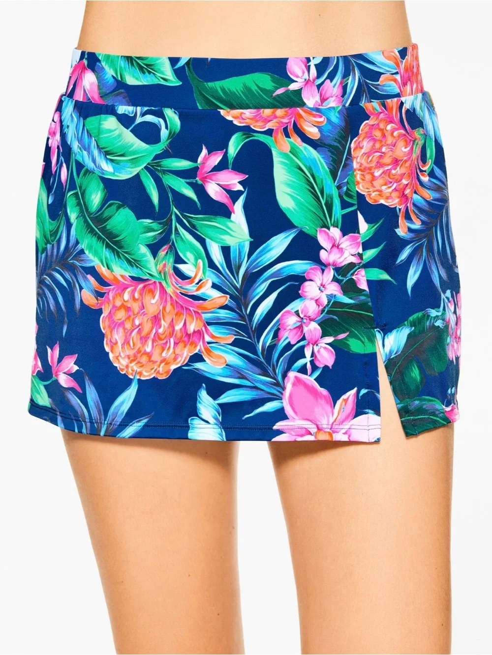 Talbots + Miraclesuit Vented Tropical Floral Beach Swim Skirt Blue Pink 20W